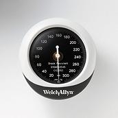 A profile view of the sleek, shock-resistant Welch Allyn Silver Series DS45 Integrated Aneroid. 