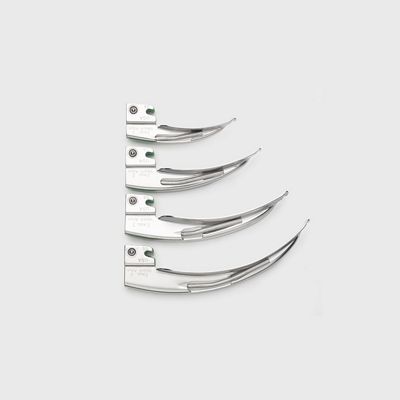 Four Macintosh Fiber Optic Laryngoscope System blades of various size