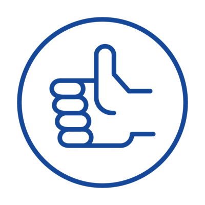 An icon illustrates thumbs up