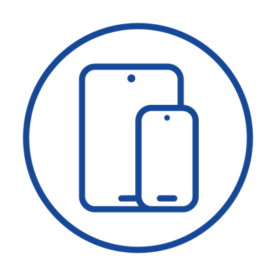 An illustration represents a tablet and smart phone