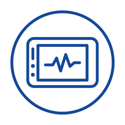 An illustration represents ECG waveform monitoring on a mobile device