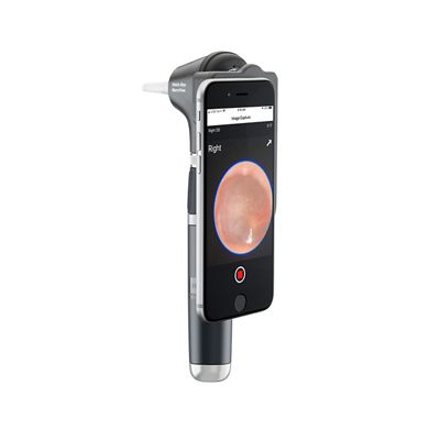 MacroView Plus otoscope, iExaminer SmartBracket, vertical orientation