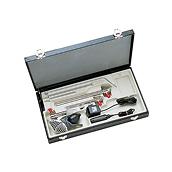 A Welch Allyn Fiber-Optic Sigmoidoscope set in its carry case, featuring separate chambers for scopes, insufflation bulb and power supplies.