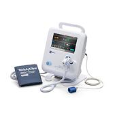 A left-facing view of Spot Vital Signs® 4400 Device and its accessories.