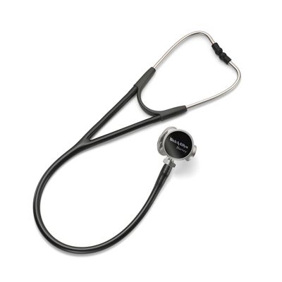 Ce stéthoscope Harvey DLX est disponible avec un pavillon à triple tête pivotant en option avec cloche en laiton et membrane plate et ondulée.