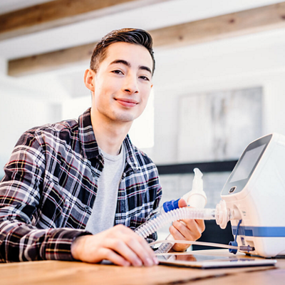 Volara system: ole therapy for home care being used in the living room with mother and daughter