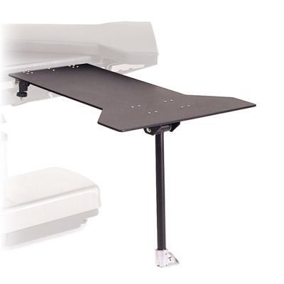 Mesa con forma de reloj de arena Carbon Lights™, #A-30650-C, fijada a la mesa de operaciones