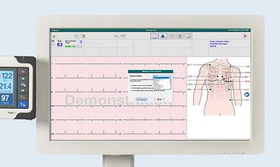 Ein Arzt beginnt schnell einen Belastungstest mit einer vordefinierten Testmodalität.