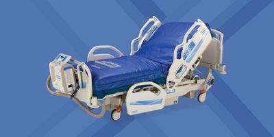 Advanta 2 Med Surg Bed, 3/4 view, right side, shown with P500 surface