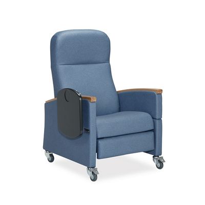 Sillón reclinable de tres posiciones Art of Care®, azul, vista de 3/4