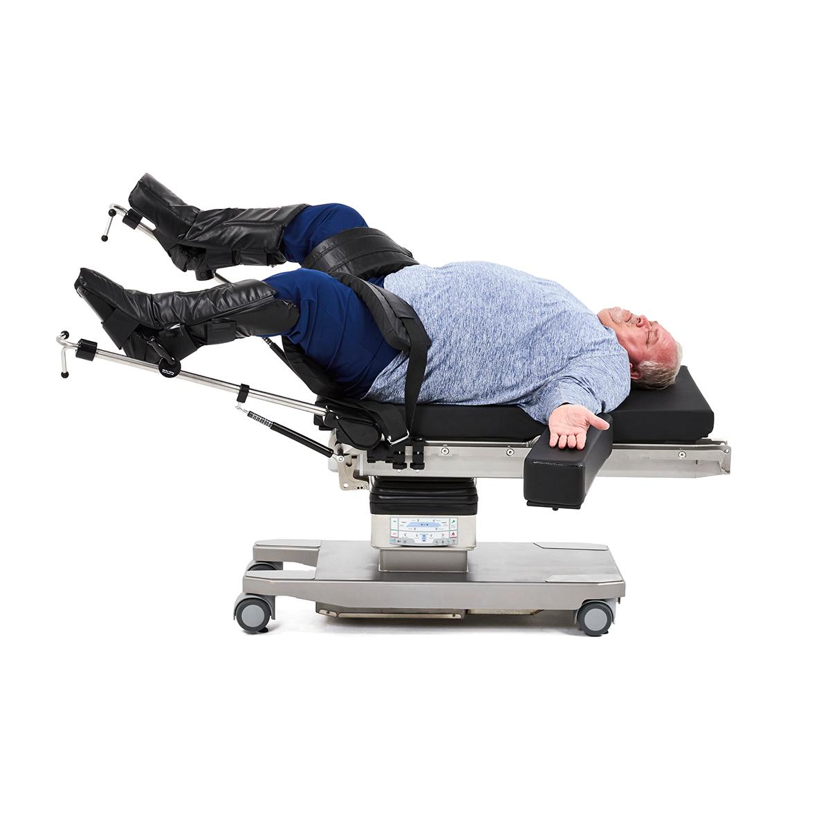 Patient positioned on Hillrom surgical table equipped with General Bariatric accessories.