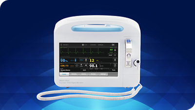 The WELCH ALLYN CONNEX Vitals Signs Monitor front view with vitals showing ECG on screen