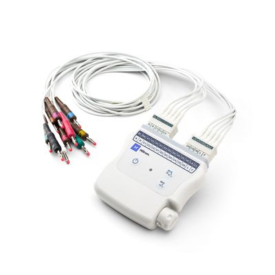 The Welch Allyn Diagnostic Cardiology Suite Wireless Acquisition Module with leads attached