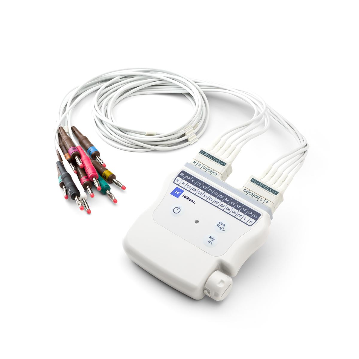 Le module d’acquisition sans fil de la Welch Allyn Diagnostic Cardiology Suite avec des câbles branchés