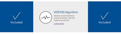 VERITAS Algorithm. Detects atrial fibrillation and atrial flutter with the highest sensitivity(1). Included in both configurations. Click to learn more.