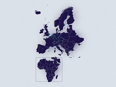 Mappa che mostra le sedi di assistenza Hillrom in tutta la regione EMEA