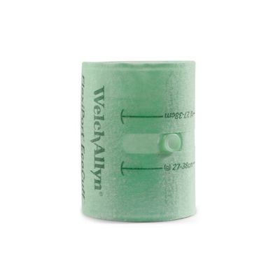 EcoCuff FlexiPort Single Patient Use Blood Pressure Cuff, single cuff, green, rolled up, standing upright