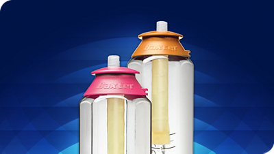 Elastomerics bottles on a dark background