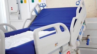 Envella Air Fluidized Therapy Bed is shown with bead bath visible