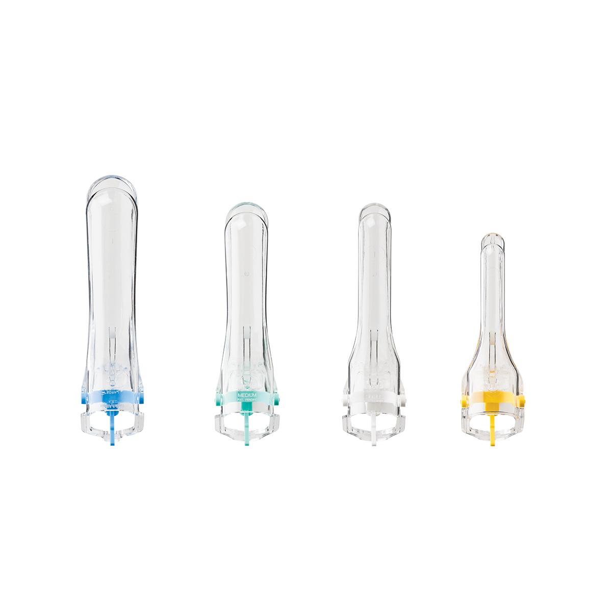 KleenSpec Disposable Vaginal Specula, group of four, top view