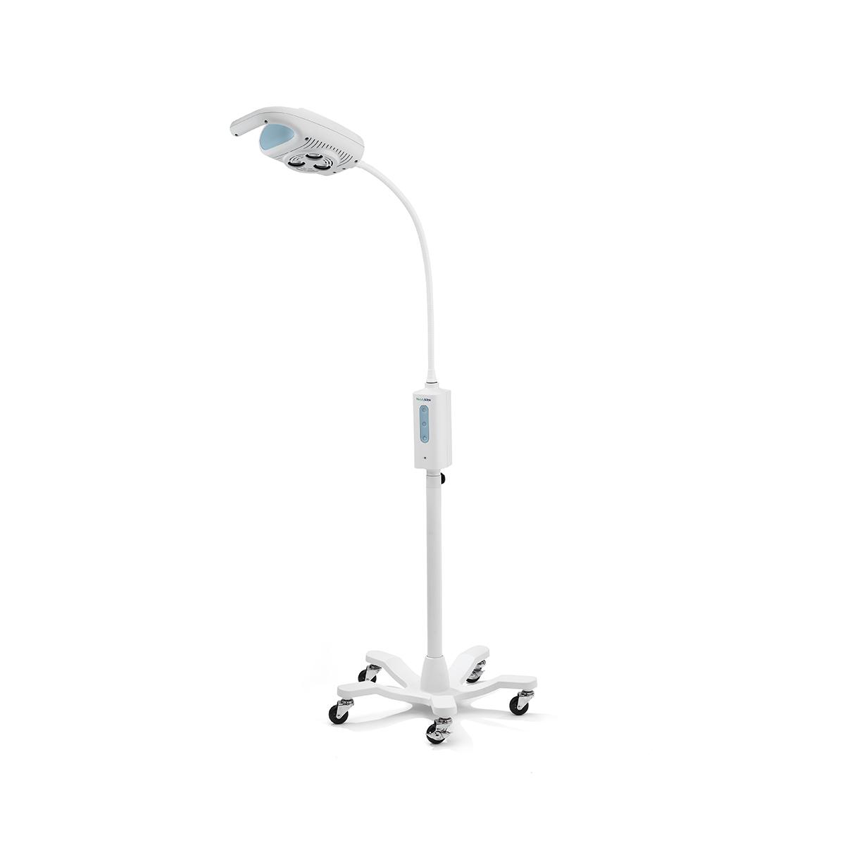 Green Series 600 Veterinary Minor Procedure Light on mobile stand with wheels, left facing