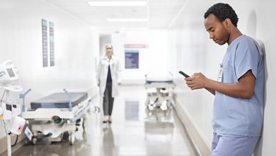 A hospital hallway is shown with empty hospital beds and doctor, with a text overlay that reads "Is your investment supporting your patients or lost in a hallway?"