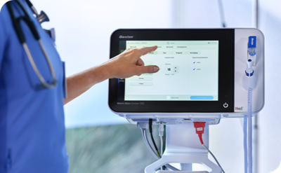 nurse touching welch allyn connex 360 display monitor