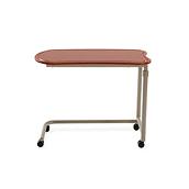 Art of Care® Overbed Tables หน้าโต๊ะสีแดง ส่วนที่อยู่ใต้เตียงหันด้านซ้าย