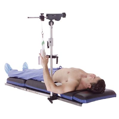 System artroskopii nadgarstka Allen Wrist Arthroscopy System — widok pod kątem (z pacjentem)