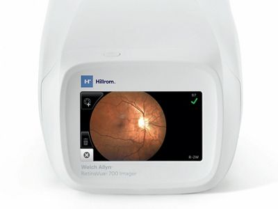 A front-facing image of the Welch Allyn® RetinaVue® 700 Imager.