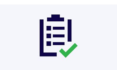 An icon representing a reviewed ECG exam and completed patient record with billing. 