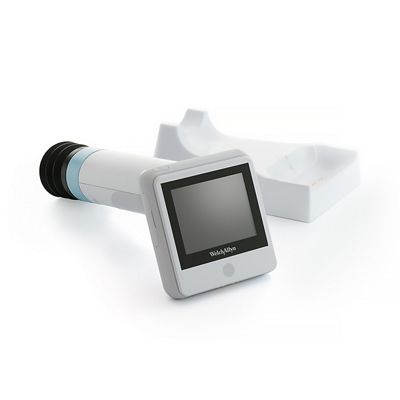 RetinaVue 100 Imager, 3/4 view from left of product, with holder