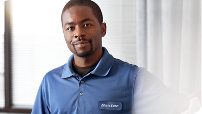 a Baxter representative smiles