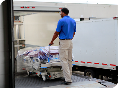 Baxter delivering Baxter Centrella bed to facility
