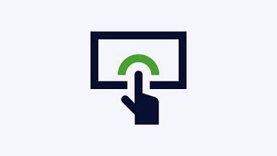 An icon illustrates a hand tapping a touchscreen