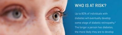 diabetic retinopathy image of a woman's eyes with text about infographic