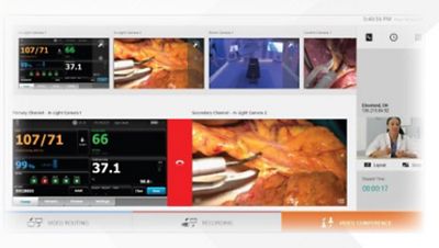 Screenshot displays video conferencing functionality within Helion interface