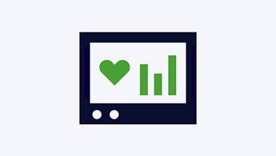 An icon illustrates vital signs on a device screen