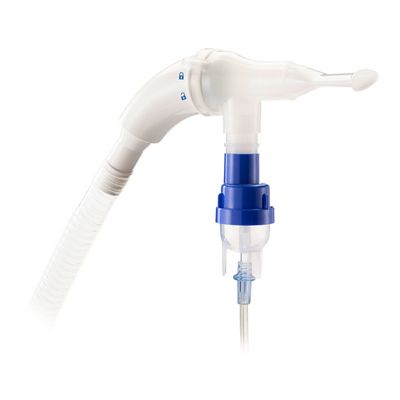 The Volara’s mouthpiece and circuit, with nebulizer attached 