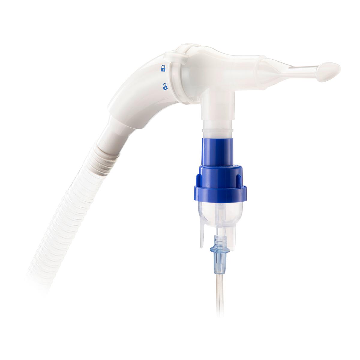 The Volara’s mouthpiece and circuit, with nebulizer attached 