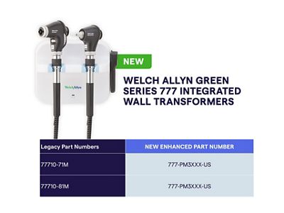 Welch Allyn Green Series 777 Wall Transformer with PanOptic Plus LED  Ophthalmoscope, MacroView Plus LED Otoscope for iExaminer, with iExaminer  SmartBracket Accessory (777-PM3XXX-US) - Jaken Medical Inc