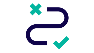 icon of a path with a checkmark at the destination