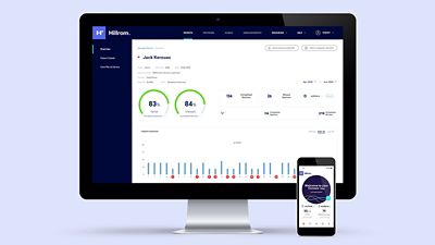 The Hillrom Connex App and Portal are shown on a smartphone and desktop computer monitor.