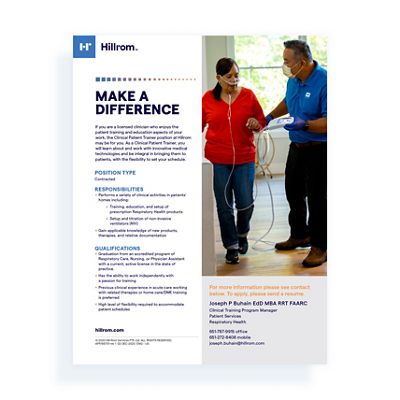 front cover of the Hillrom Clinical Patient Trainer flyer