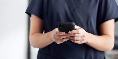 caregiver using a mobile device