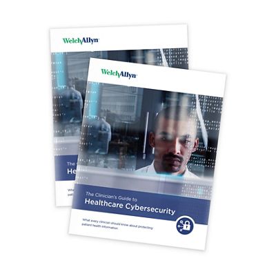 cover of the brochure titled The Clinician's Guide to Healthcare Cybersecurity
