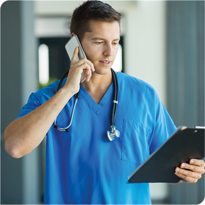Caregiver on phone