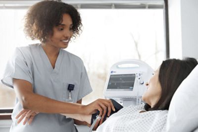 Clinician capturing vital signs with Welch Allyn Connex Vital Signs Monitor