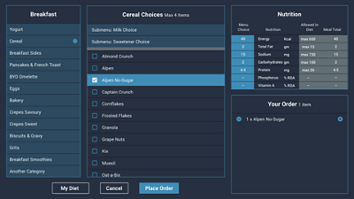 Oneview meal ordering