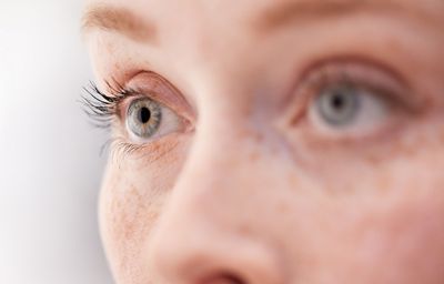 Close-up view of a young woman’s eyes 